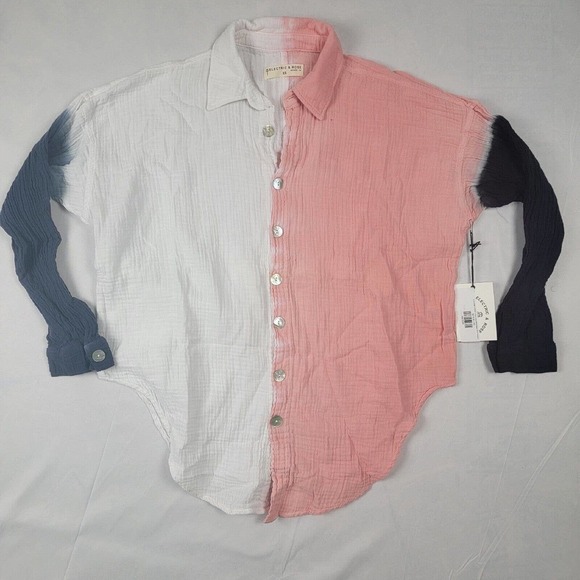 ELECTRIC Rose NwT Made In USA XS Color Block Oversized Blouse XS - Picture 1 of 8